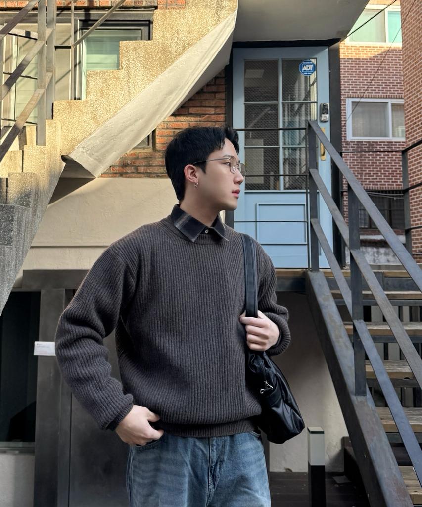 CUZNELLO Rough Crewneck Knit_Bark