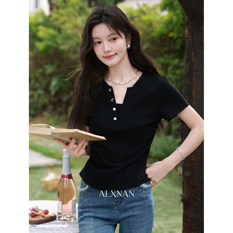 

Lu Xiangnan Women s V-Neck Slim Fit T-Shirt S