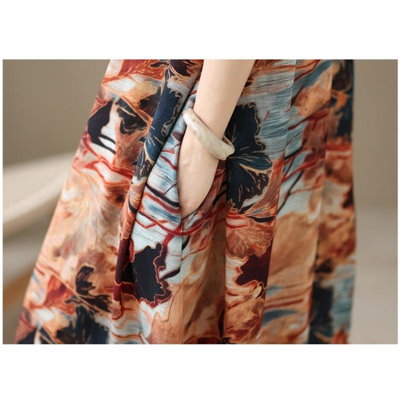 DIMANAF 2026 New Women Plus Size Summer Lady Long Dress Loose Oversize Maxi Floral Print Beach Sundress Clothing Vest Sleeveless