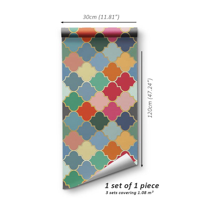 Lantern Printing Art Waterproof Wallpaper Removable Self-Adhesive Wall Sticker Islamic Middle Eastern Style Wallpaper