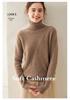 Cashmere Women's High-Neck Diamond Pattern Knit Sweater - Thickened Base Layer for Autumn/Winter Fashion