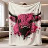 2026 Latest Flannel Blanket Vintage Highland Cow Print Flannel Throw Blanket Soft, Warm, Comfortable Polyester Blanket for Sofa, Bed, Car, Office, Cam