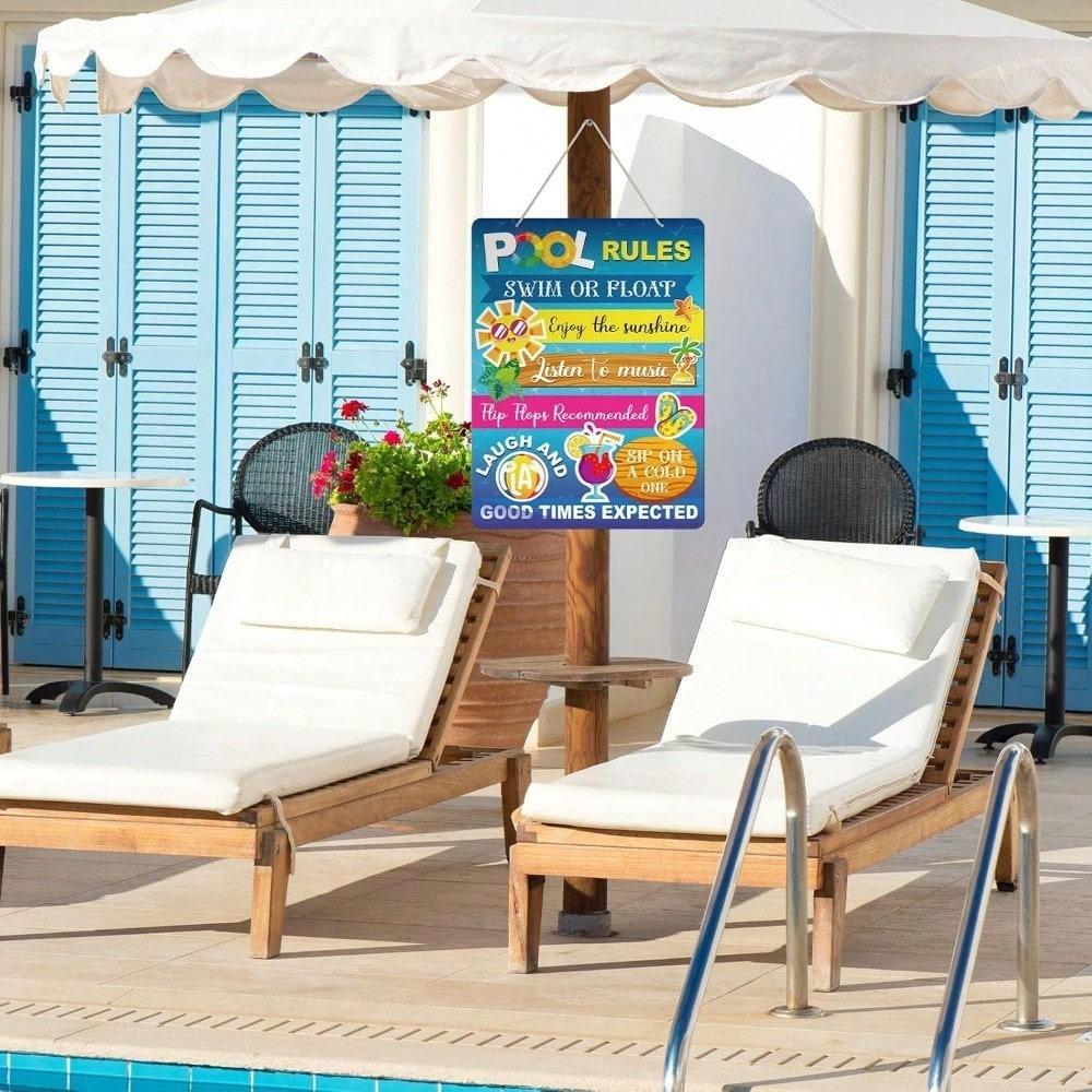 Pool Safety Rules Vintage Metal Sign 12x16 Inch Indoor Outdoor Decor