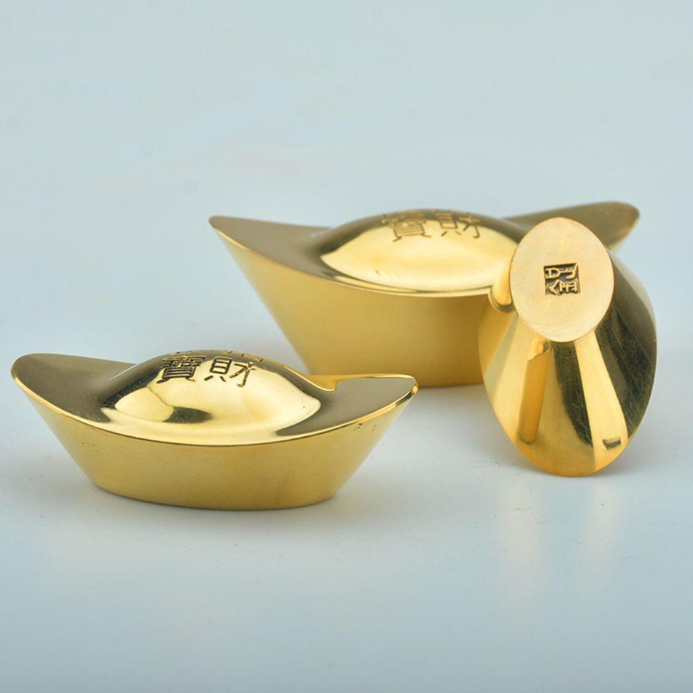 Pure Copper Treasure Bowl Ornament Solid Desktop Ornaments 5-size Gold Ingot  Living Room