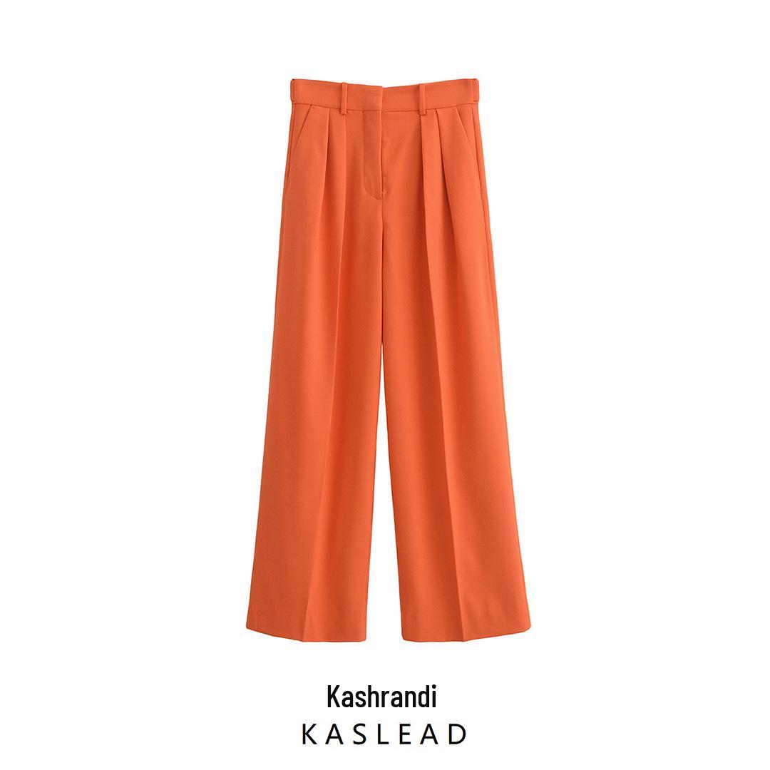 

Spring 2025 Women s European & American Mid-Waist Casual Pleated Pants XS