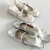 Silver Flat Bottom Light Mouth Single Shoes Women's Summer Mary Jane Shoes