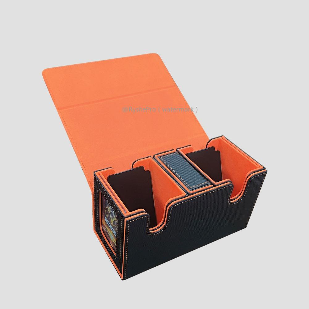 3-in-1 Card Deck Box Holds 200+ Sleeved Card Magnetic Card Case with 2 Commander Display and 1 Dice Tray for MTG TCG Sports