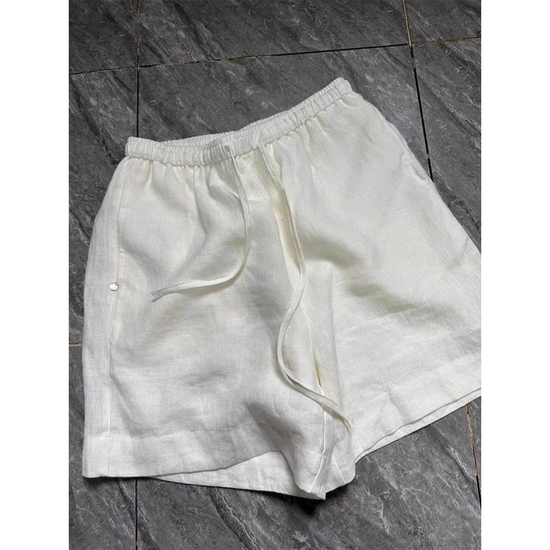 CHAO Level Recommendation: Women s Natural Old Money Style White Linen High-Waist Cool Summer Shorts S