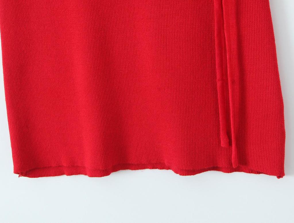 SAW American Style Red Spicy Girl Metal Strap Halter Waist-Cinching Bodycon Dress