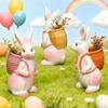 DIY 3D Easter Bunny Silicone Mold Cute Animal Basket Rabbit Vase Ornaments Casting Molds Home Plaster Concrete Craft Gift Decor