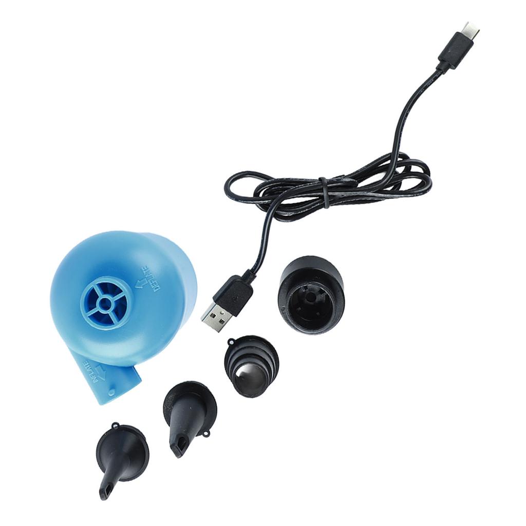Elektrische Luftpumpe Tragbar Blau Aufblaspumpe Abpumpe Perfekt für Outdoor-Camping mit USB-Anschluss