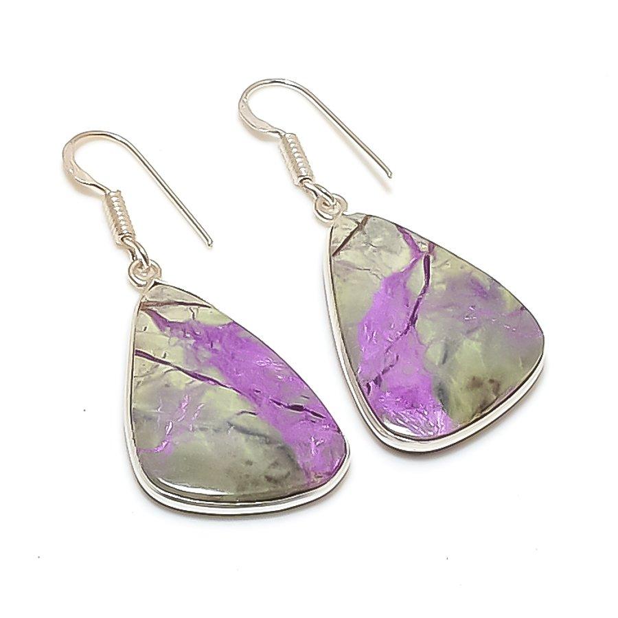 Natural Purpurite Gemstone 925 Sterling Silver Jewelry Earring 1.85 AE-11990