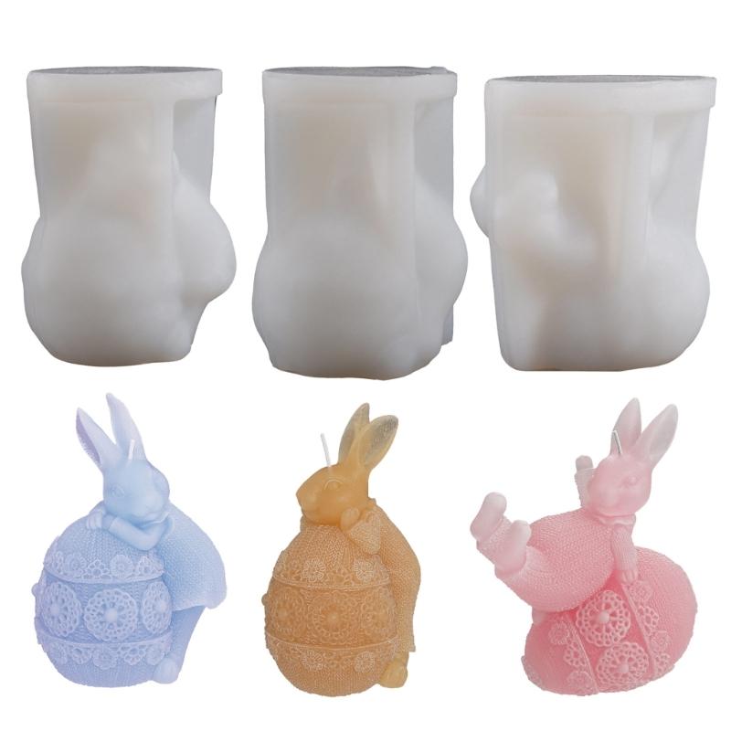 Candle Mold Aromatherapy Candle Mold 3D Bouncing Rabbit Plaster Epoxy Mold for DIY Crafts Soap Present Candle Making