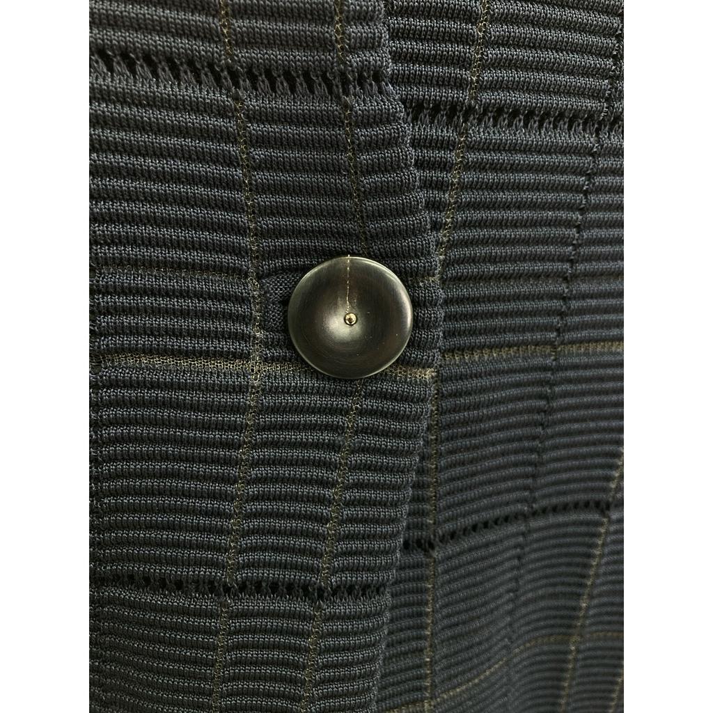 GIORGIO ARMANI Navy 3ZAG09 AM43Z 1B Windowpane Knit Jacket Jacket 40 blackUsed