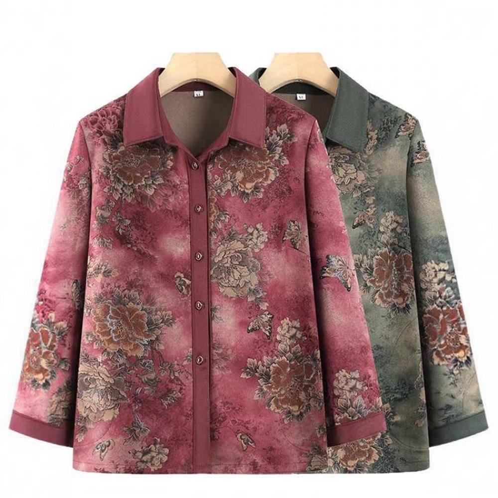 Spring & Autumn Long-Sleeved Top for Grandma, Perfect for 60-70-Year-Old Women