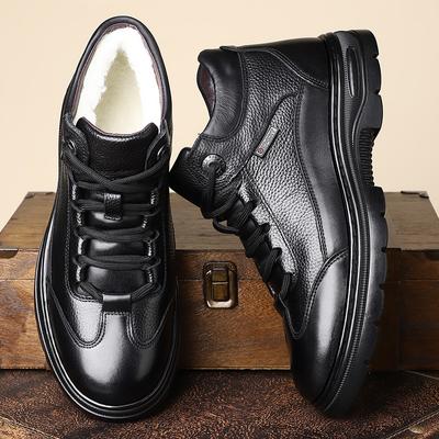 Inverno Nuove Scarpe da Uomo Stivali di Lana Vera Pelle Caldi Peluche Scarpe Casual Antiscivolo Stivali da Neve