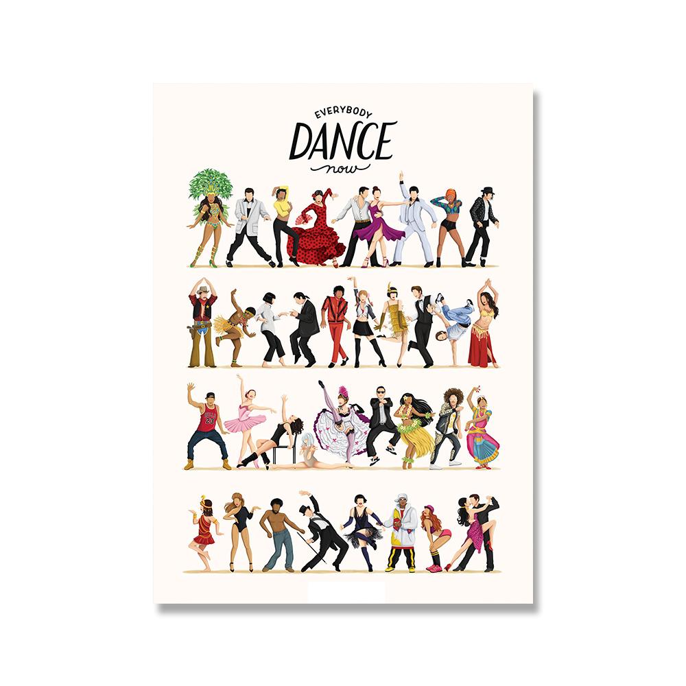 

Скандинавское искусство, все танцуют, двигайтесь сейчас, музыкальный постер и принт, танцевальный подарок для друга, картина, настенное искусство, домашний декор, холст, живопись 70x100cm No Framed