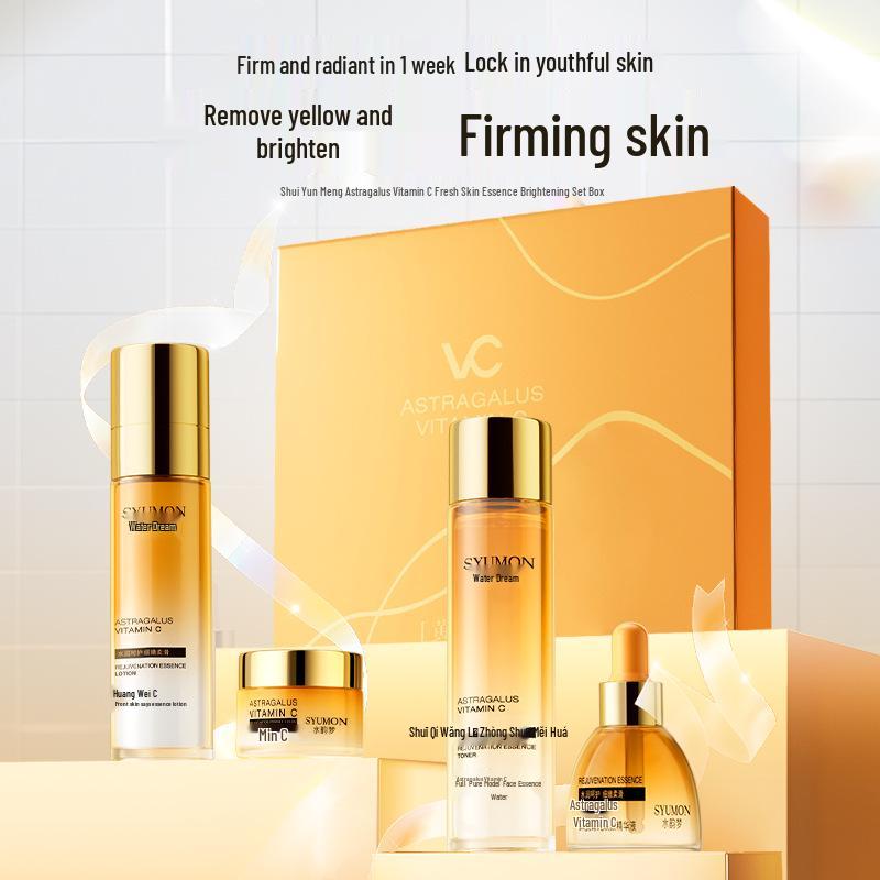 Shui Yun Meng Firming & Hydrating Skincare Set with Astragalus & Vitamin C - 4-Piece Cream & Essence for Wrinkle Reduction