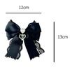 Rhinestone Crystal Ribbon Bow Brooch Polyester Vintage Fabric Bowknot Brooch Memorial Black Jewelry Necktie