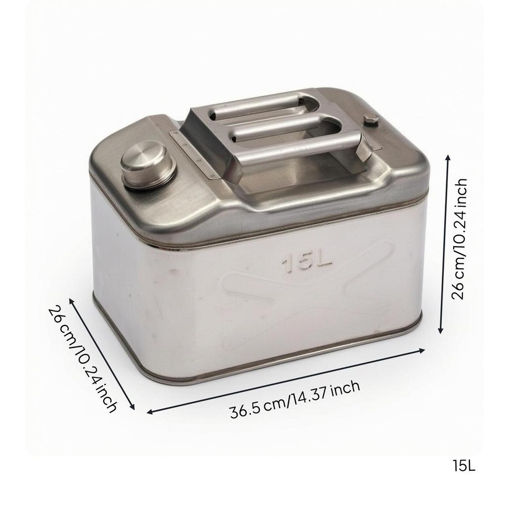 Oil Canister with Handle Stainless Steel Backup Petrol Tank Leakproof Can Drivers, Camping,