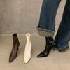 Thin heel high heel spring and autumn single boots pointed short boots women's shoes 2025 new white Korean thin small naked boots