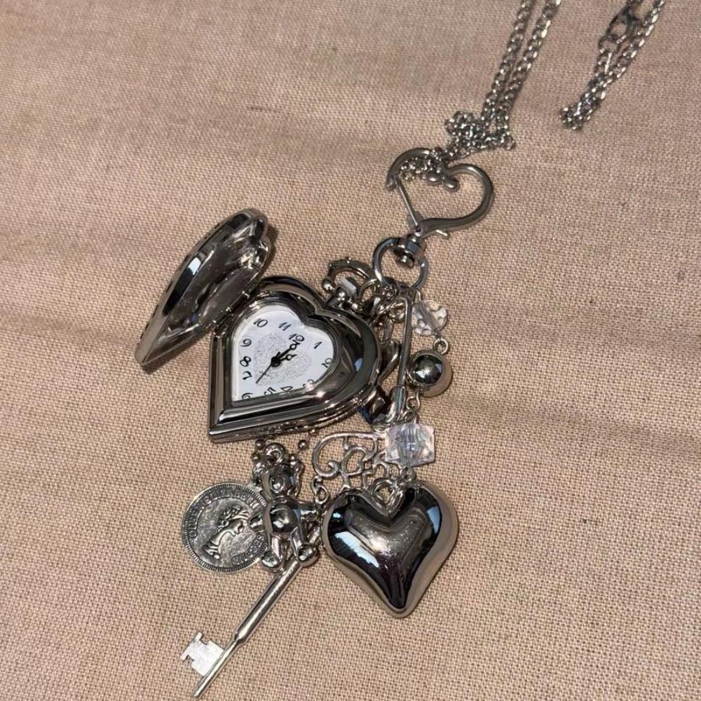 Mode Stil Hohlherz Taschenuhr Schlüsselanhänger Design Anhänger Schmuck Steampunk Uhr Paar