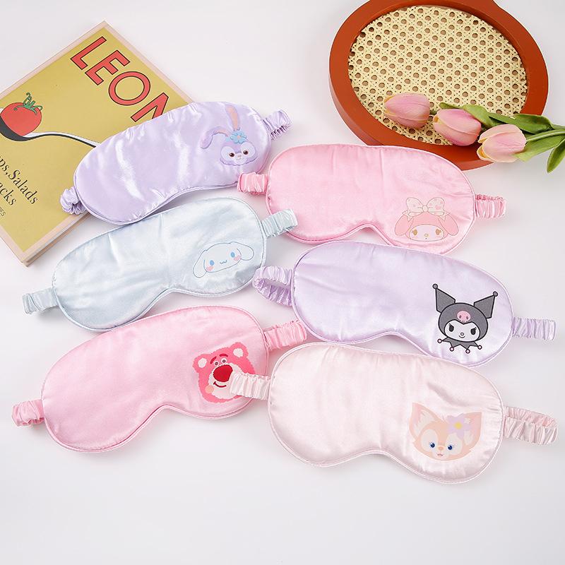 Sanrio Imitated Silk Eye Mask For Sleeping Breathable Eyeshade Cover For Travel Nap Soft Comfort Blindfold Night Eyepatch