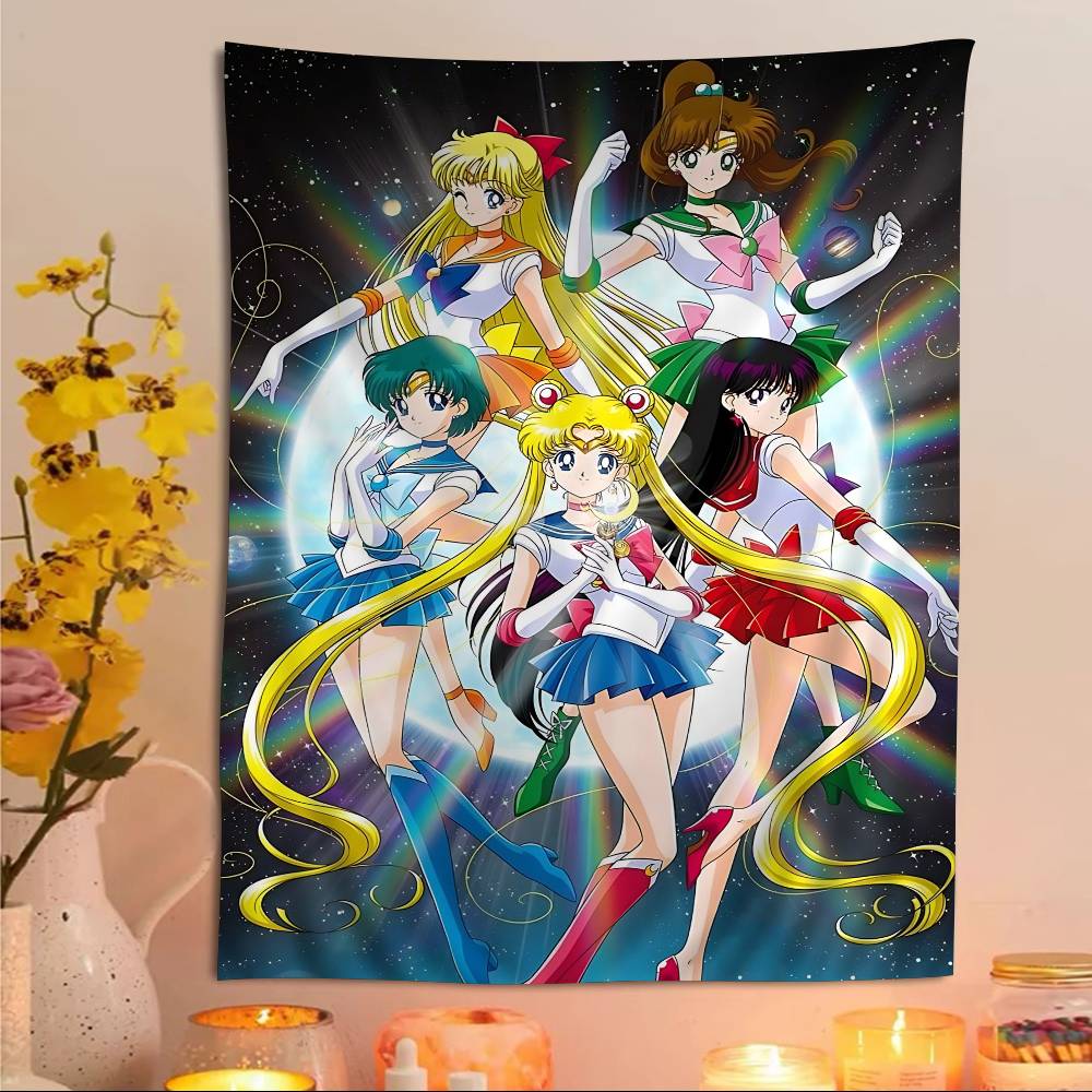 Cartoon SSailor Classic MMoons Printed Large Wall Tapestry Art Science Fiction Room Home Decor Decor Blanket