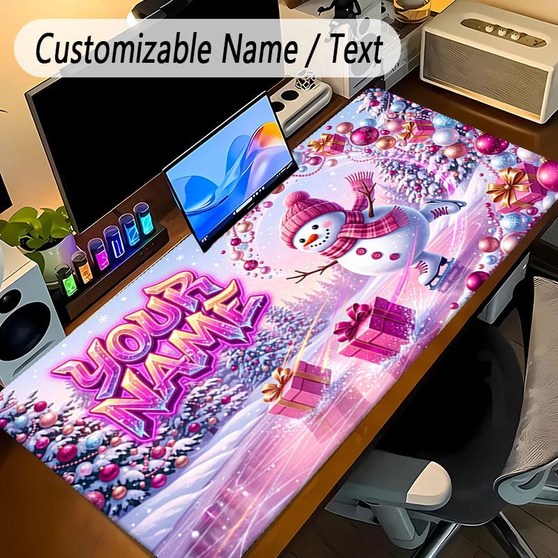 Winter Theme Personalized Mouse Pad Custom Name Text Non Slip Desk Pad For Laptop Office Desktop