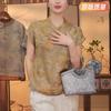 High-end shirt outside, women's short-sleeved summer improved top, temperament top