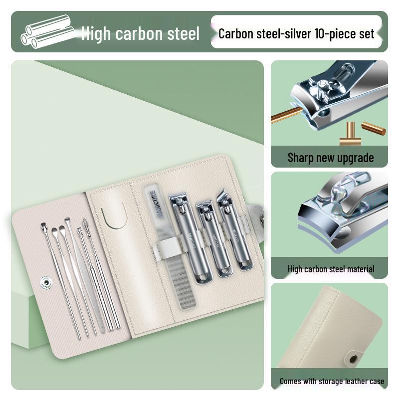 Gradient Nail Clippers Set - 10-Piece Manicure Tools in PU Leather Case, Portable & Stylish