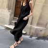 Sleeveless Dress Spring and Summer Long Vest Cotton and Linen Round Neck Loose Dress
