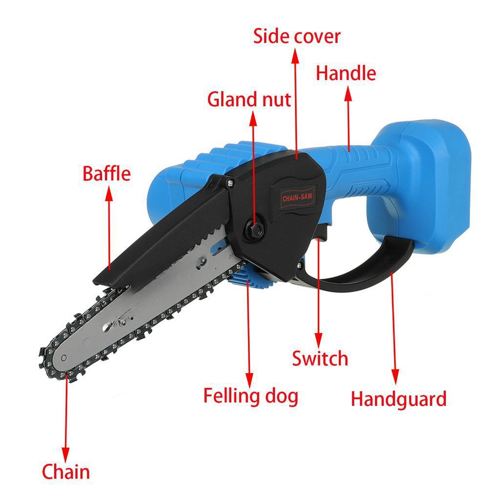6 Inch Electric Chain Saw Pruning Chain Saw 1200W Cordless Garden Tree Logging Saw Woodworking Cutter Tools for Makita Battery