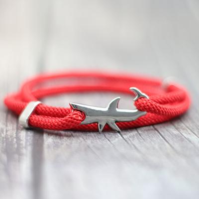 Men's Hand Braided Red String Shark Viking Bracelet Adjustable Wristband
