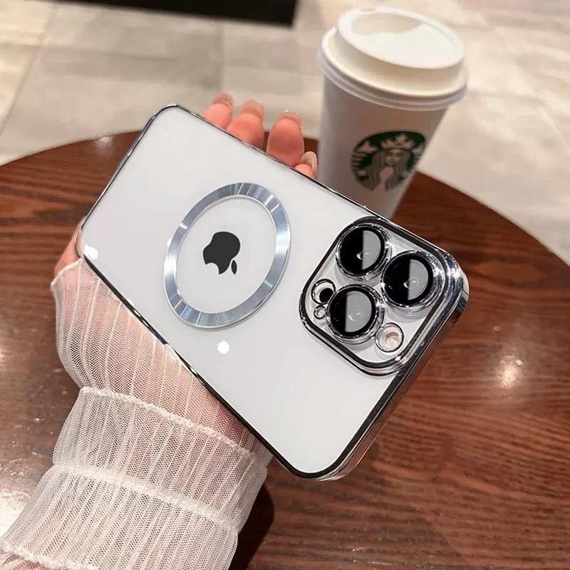 Applicable To IPhone 16 Electroplated Magnetic Phone Case Apple 15pro Full Package Lens Film 14 Transparent PC Protection Case