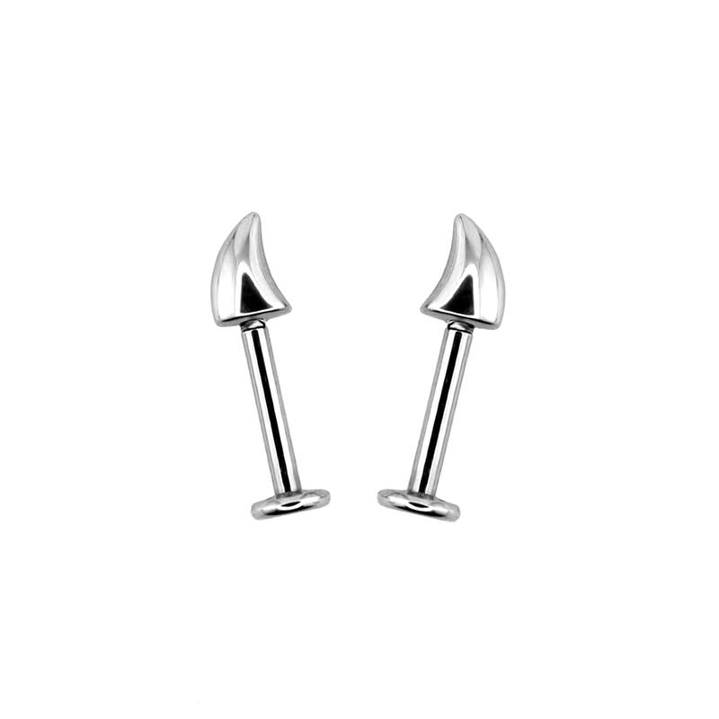 1 пара Милый Пирсинг Серьга Рожки Дьявола Для Женщин Мужчин Готический Серебристый Цвет Серьга-Гвоздик в Ушной Хрящ