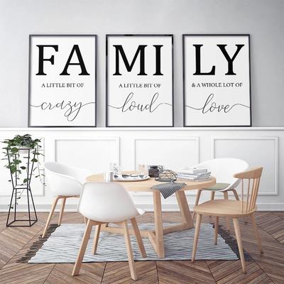 Simple Black White FAMILY Poster Modern Canvas Painting Wall Art Print Pictures  for Living Room Home Decorative