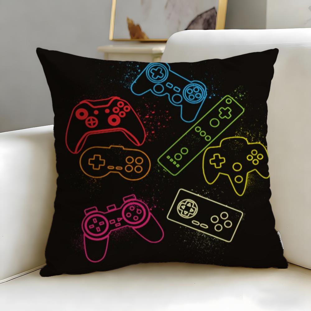 game Colorful Graffiti Game Gamepad Cushion Cover Soft  EasyWash Pillow Case  Versatile for Couch Bed Travel and Office