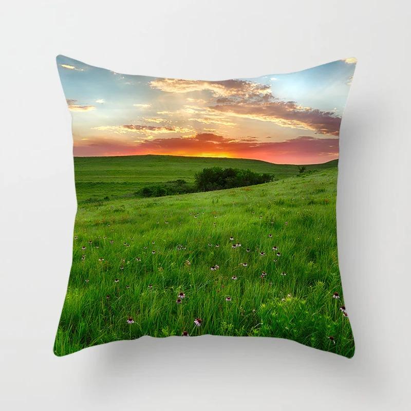 Luxury Home Decor Pillow Cover Car Living Room Sofa Cushion Cover Sunset Dusk Scenery Pattern Cushion Cover