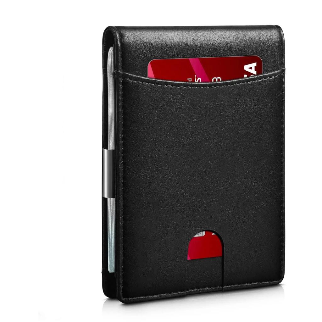 Portafoglio intelligente sottile da uomo in vera pelle RFID 2023 con clip per carta di credito per soldi Mini titolare della carta portafoglio sottile da uomo con blocco