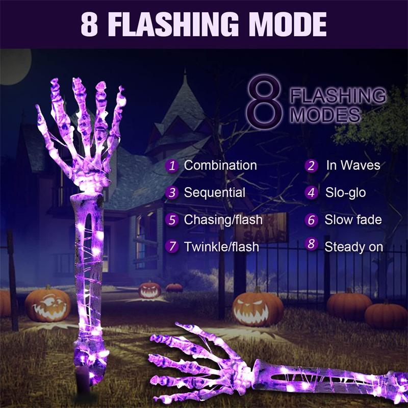 2PC Solar Powered Ghost Hand Ground Plug-in Stake Light Outdoor Waterproof LED Garden Light Horror Decoration Lamp For Halloween