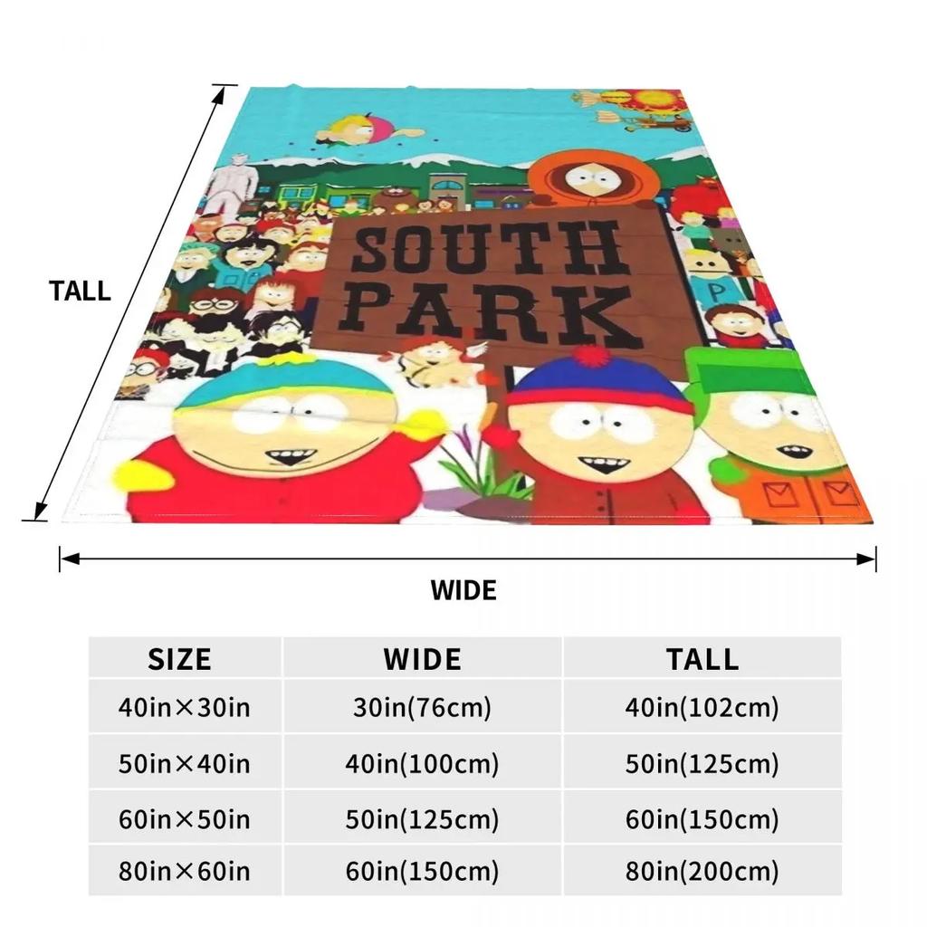 SouthPark Cartoon All Characters Fuzzy Blankets Vintage Throw Blankets for Home 200x150cm Plush Thin Quilt