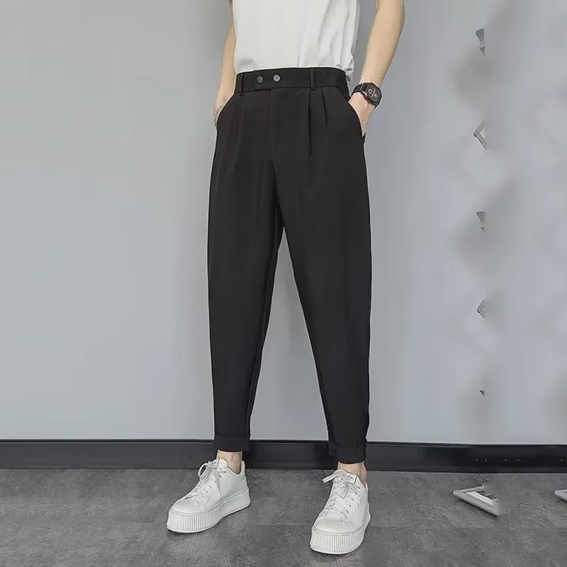 2023 British-Style Men's Skinny Nine-Point Casual Suit Pants, Korean-Inspired All-Match Design