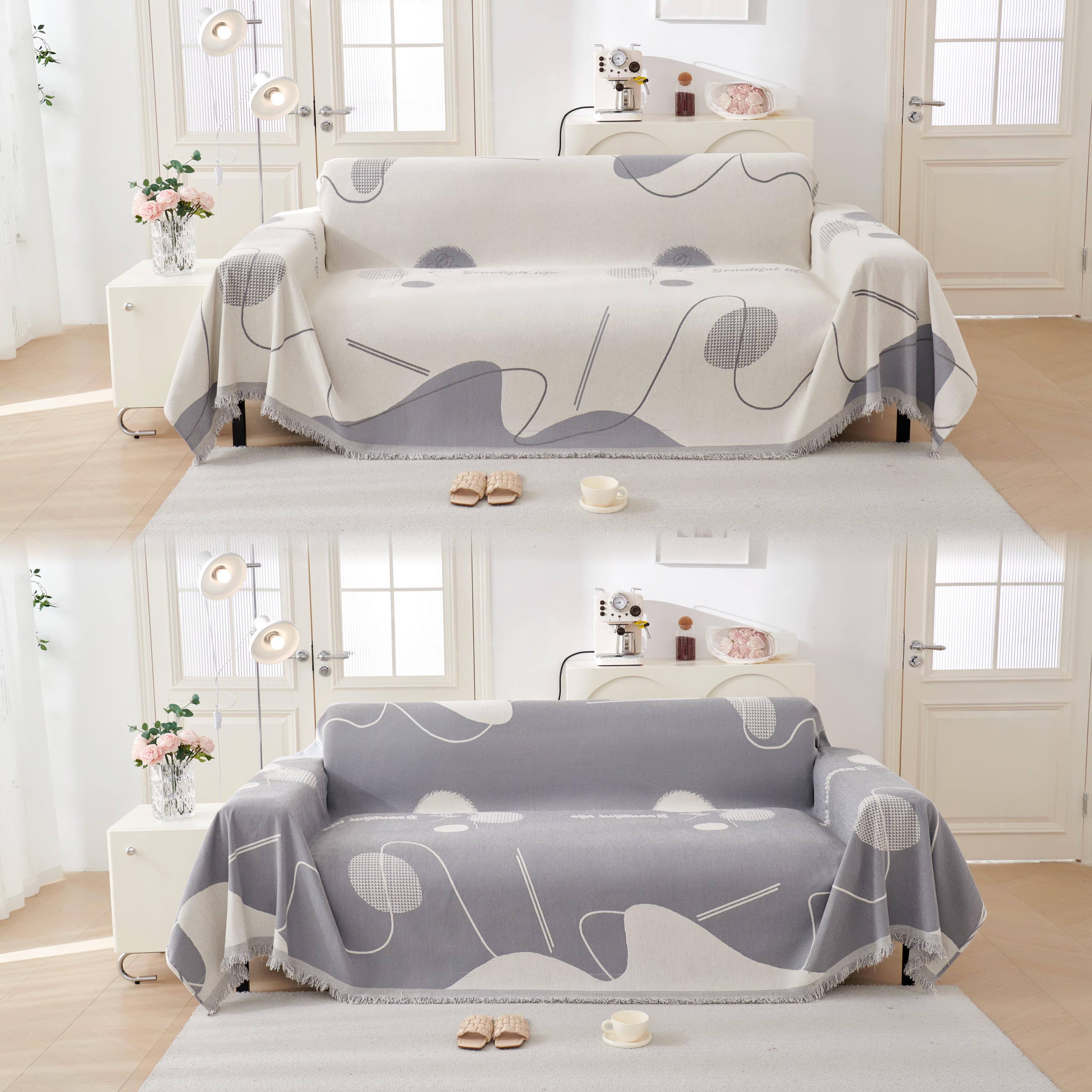 

1 шт. Двусторонняя подушка для дивана, одеяло, анти-царапающий кошачий коврик, нескользящий, модный шенилл, пылезащитный, цельный, полностью покрывающий полотенце 1seater 180x130cm серый