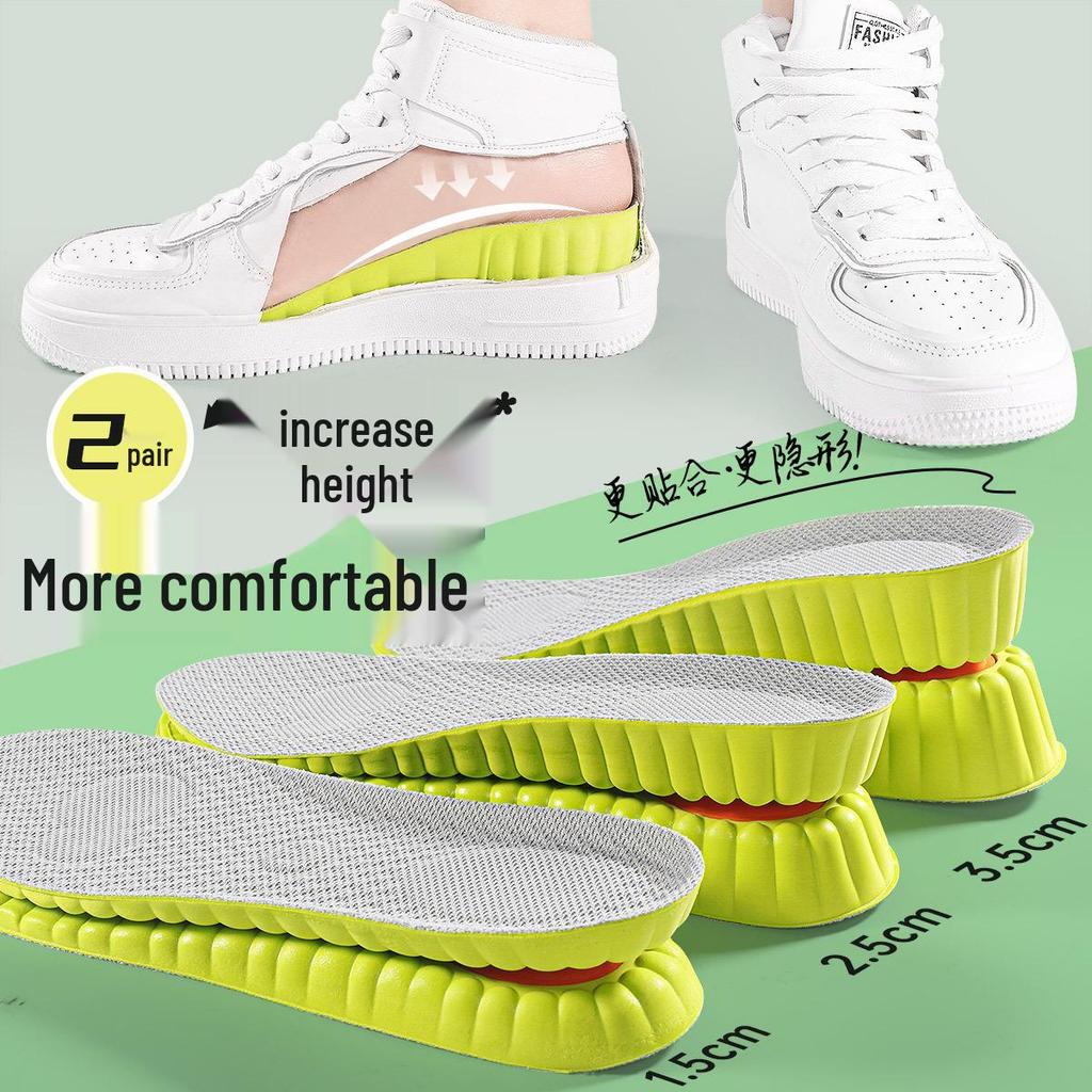 Unisex Height-Boosting Insoles: Invisible, Breathable, Deodorant, Shock-Absorbing for Sneakers and Boots.