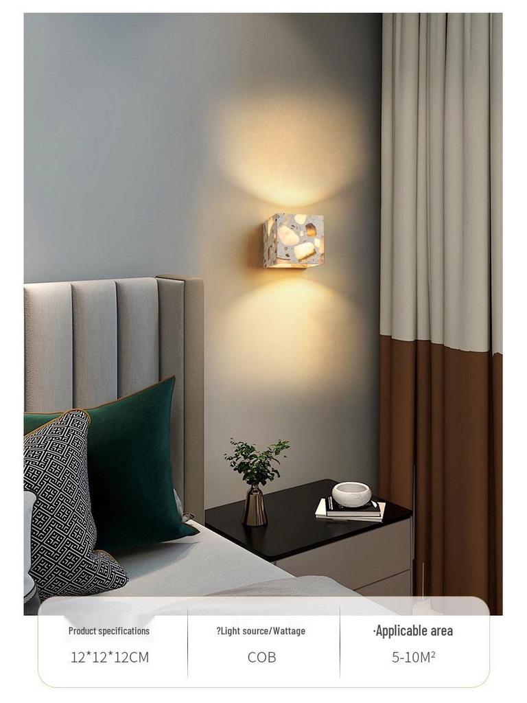 Retro Marmurowa Terakotowa Lampa Ścienna Wabi-Sabi do Sypialni, na Balkon lub Dziedziniec