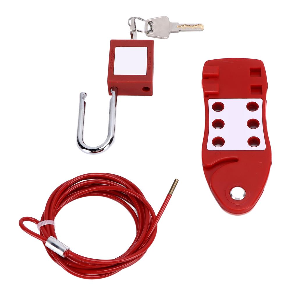 2m6.56ft Cable Lockout Fish Shaped Hasp 38mm Padlock Set Stainless Steel for Chemical Industry