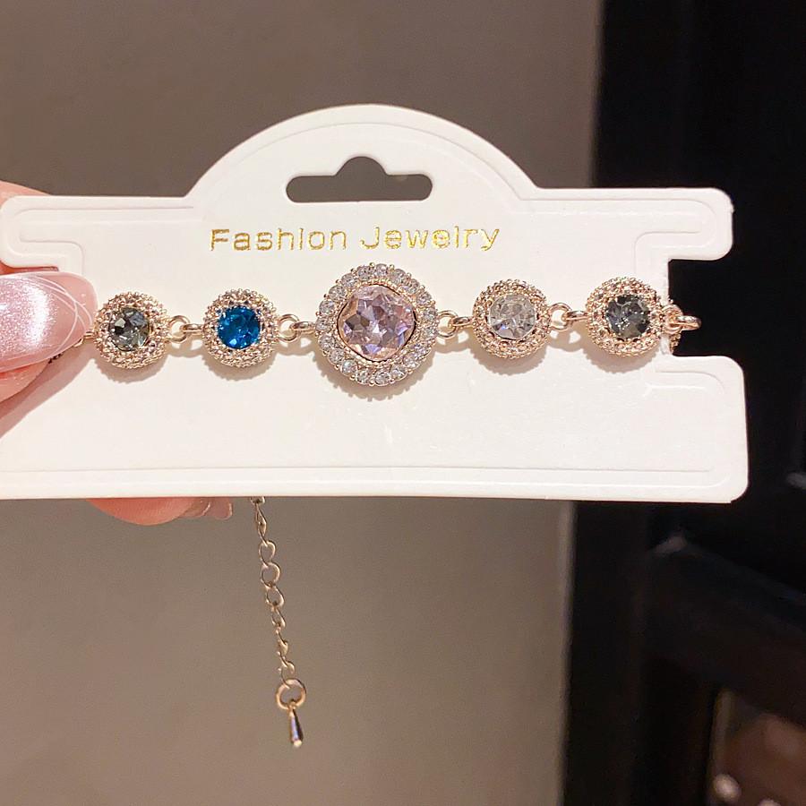 

Autumn Geometric Style Elegant Wristwear With Rhinestones For Female Gift розовый