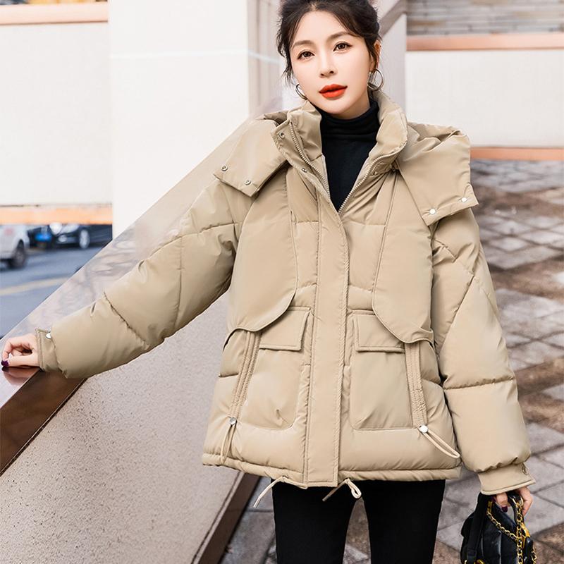 Autumn and Winter Fashion Women's Bread Jacket Short Down Cotton Jacket Korean Version Loose Casual Cotton Jacket Jacket Cotton Coat