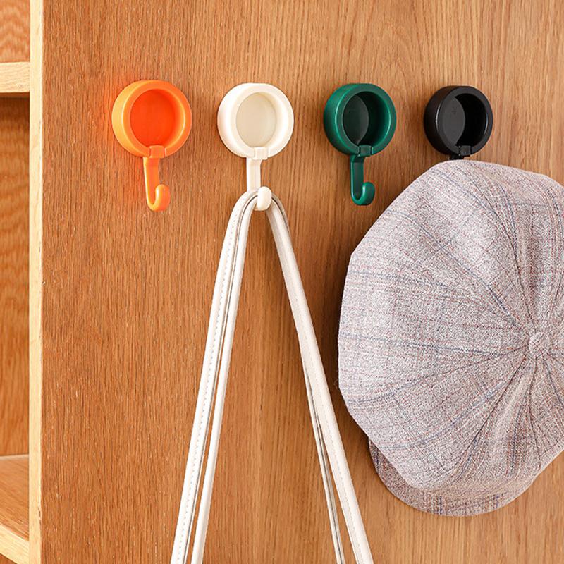 1/4 PCS Rotating Hooks Strong Adhesive Sticking Wall Kitchen Cute Hook Seamless No Punch Sticky Hook Key Holder Bathroom Organizer Rack